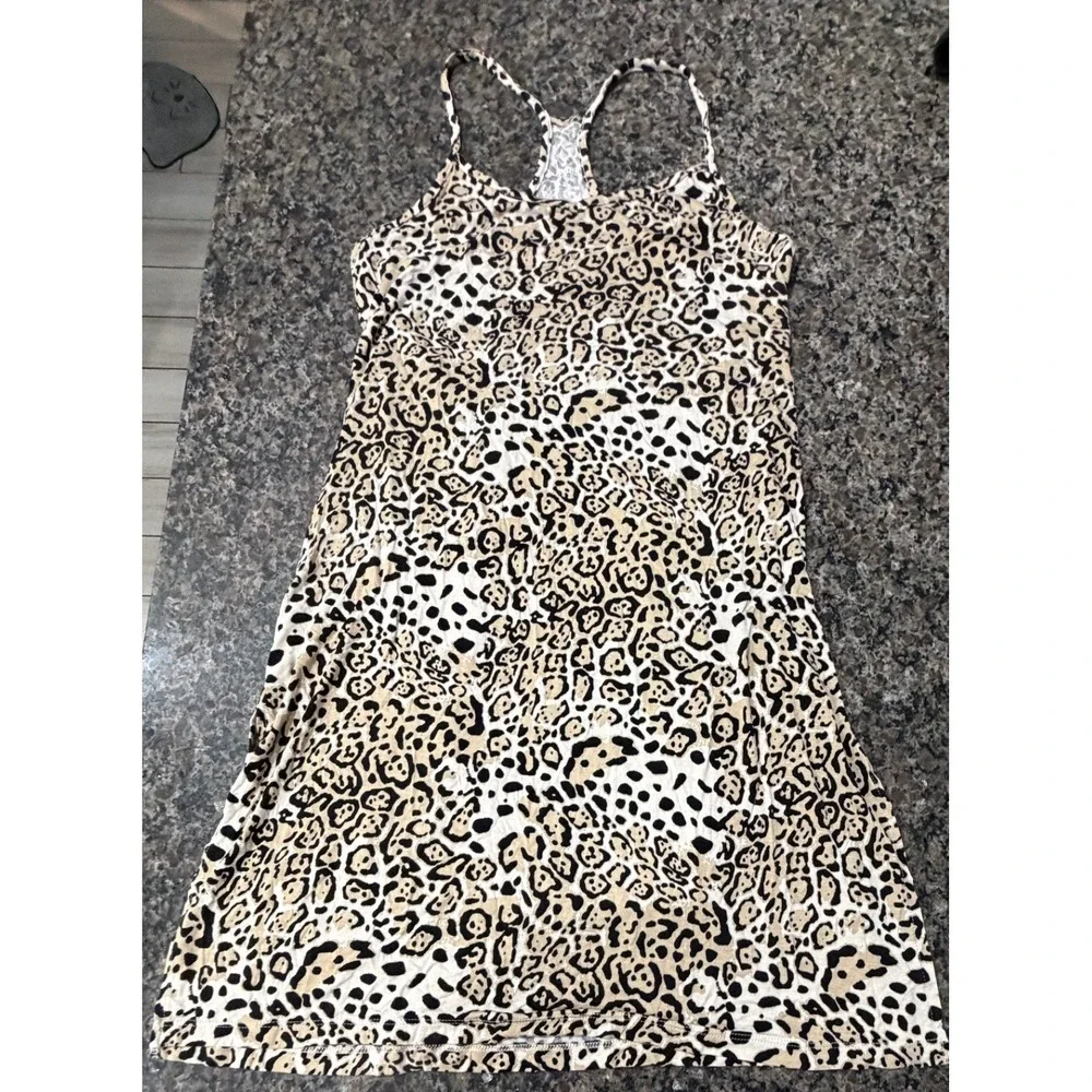 Jenni Intimates Womens Leopard Print Racerback Nightgown Chemise Small Animal
